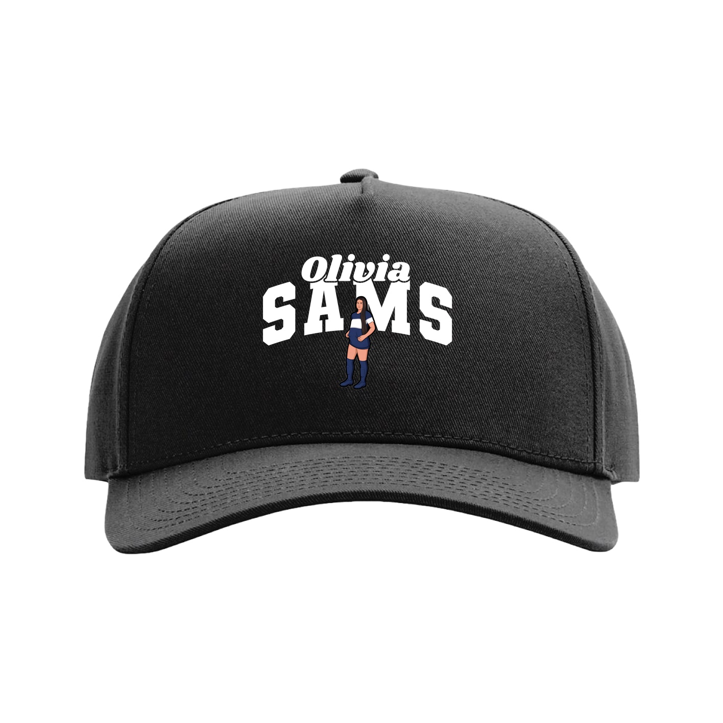 Full Fabric Five-Panel Champ Cap — Signature Arch in Black