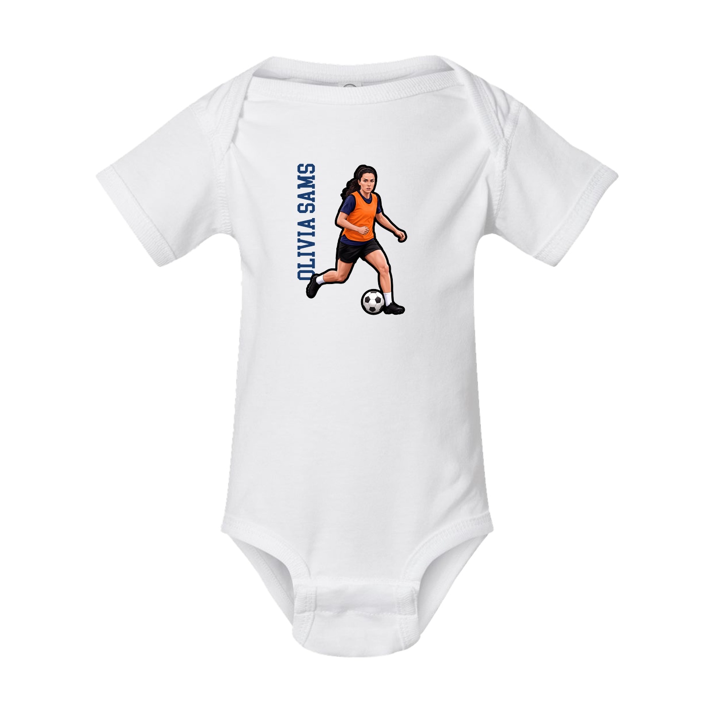 Baby Onesie — Name Vertical in White