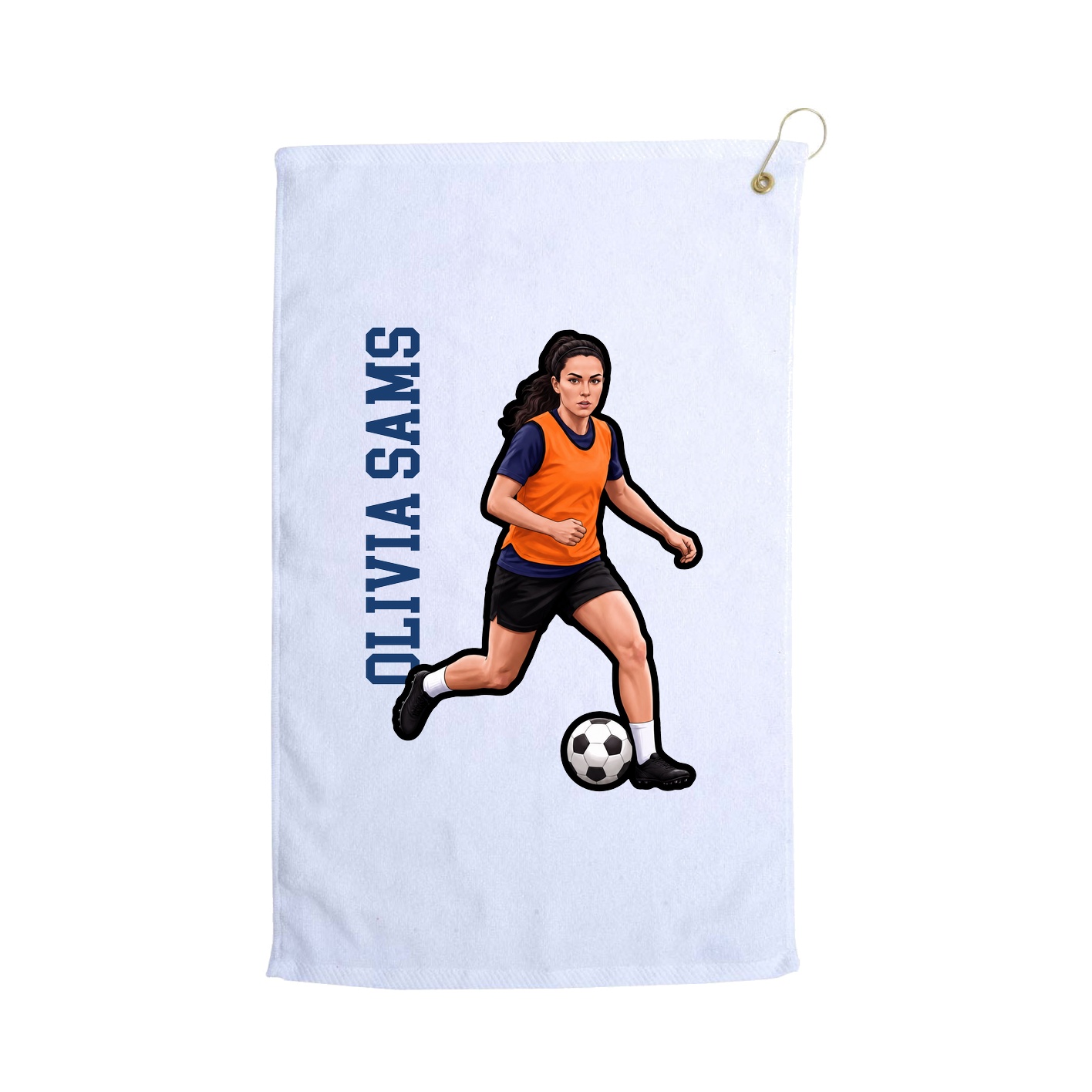 Golf Towel — Name Vertical in White