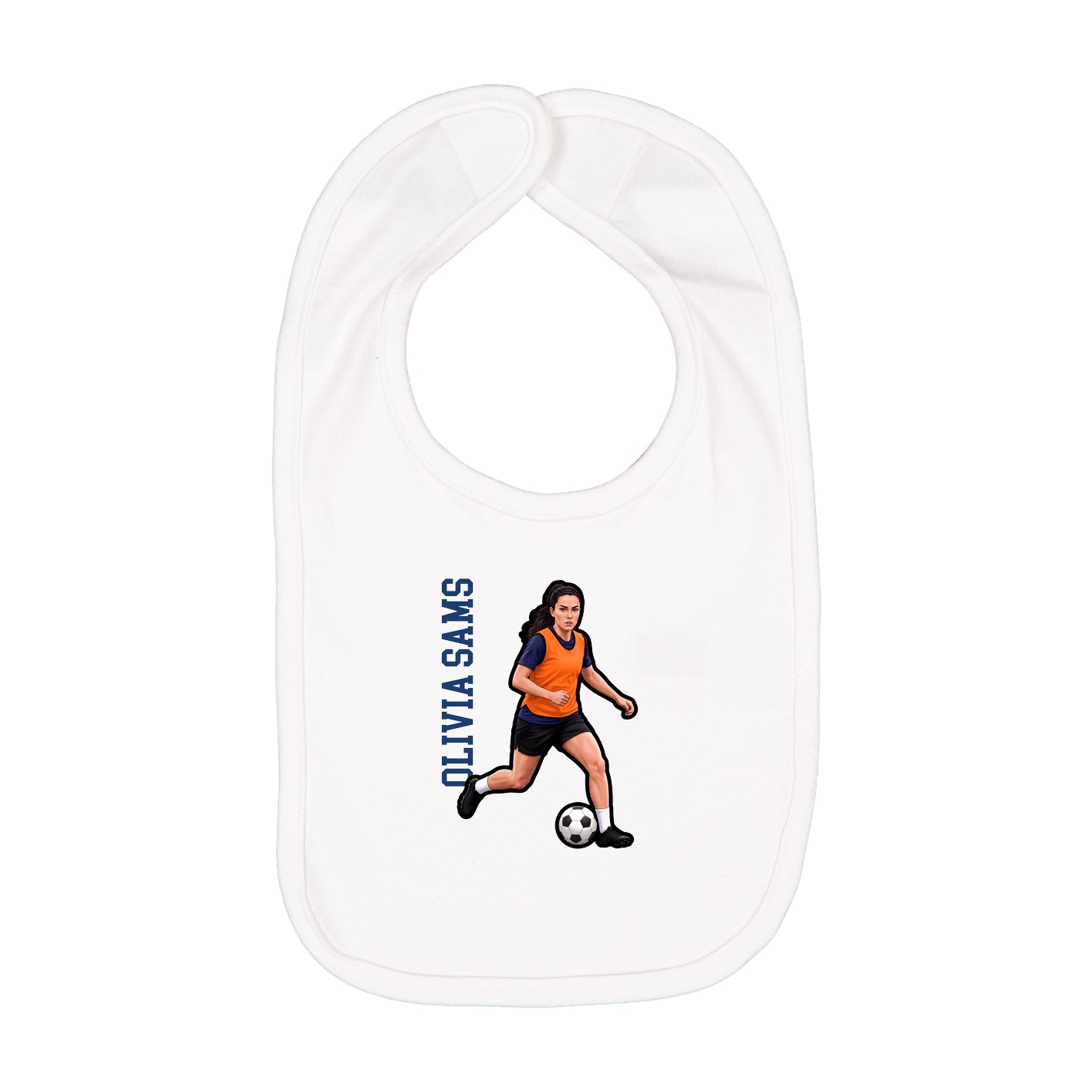 Infant Bib — Name Vertical in White