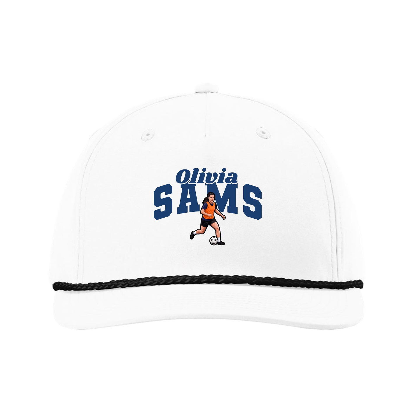 Five-Panel Classic Rope Cap — Signature Arch in White
