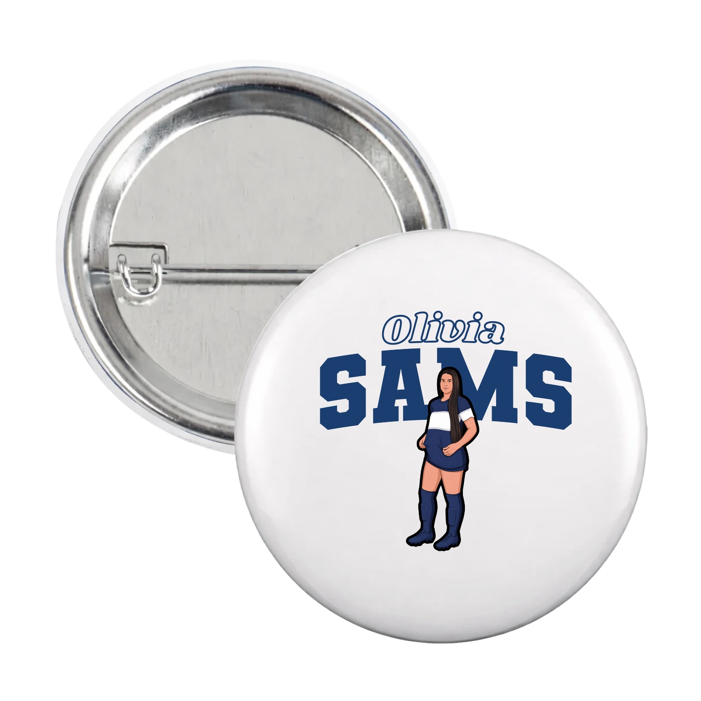 Game Day Button — Name Arch in White