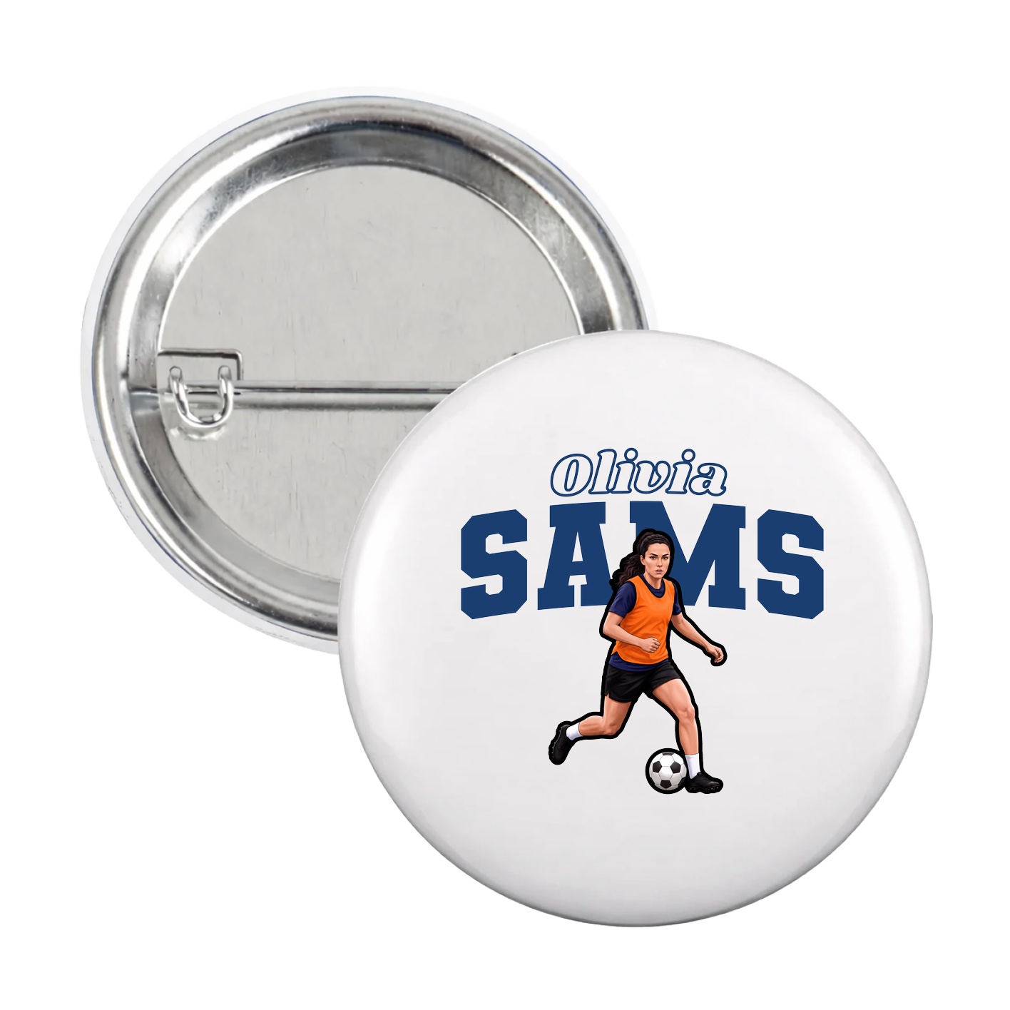 Game Day Button — Name Arch in White