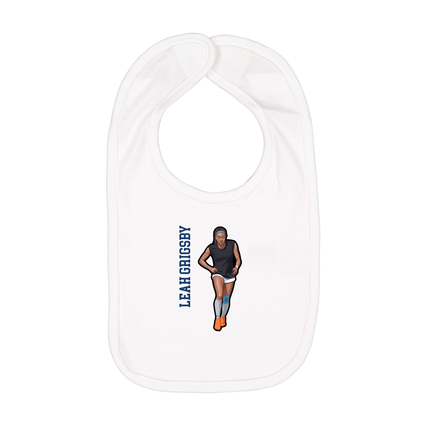 Infant Bib — Name Vertical in White