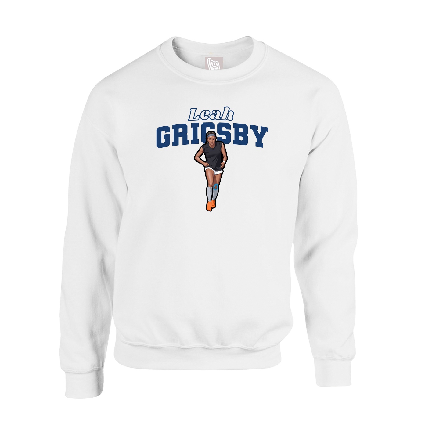 Fleece Crew — Name Arch in White