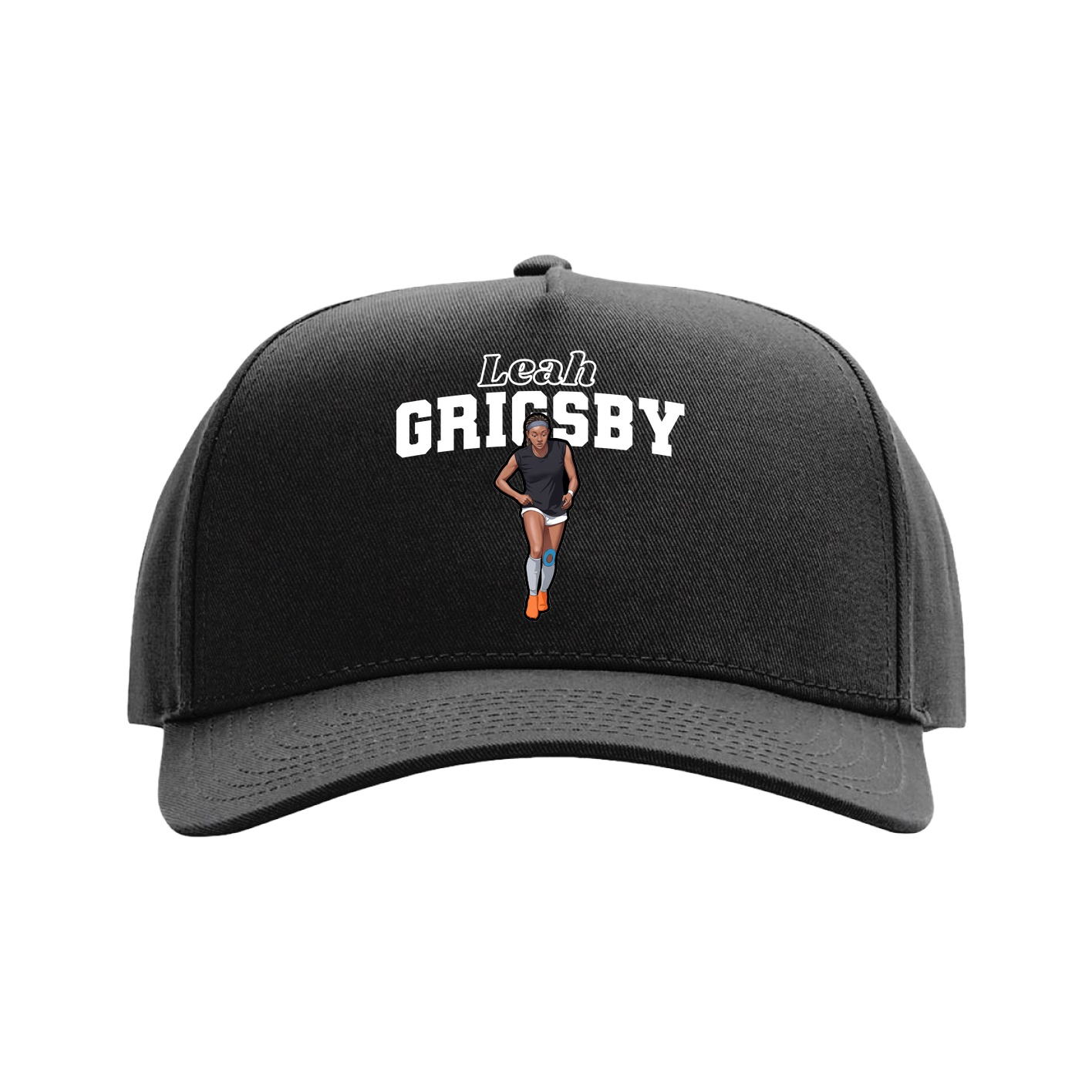 Full Fabric Five-Panel Champ Cap — Name Arch in Black