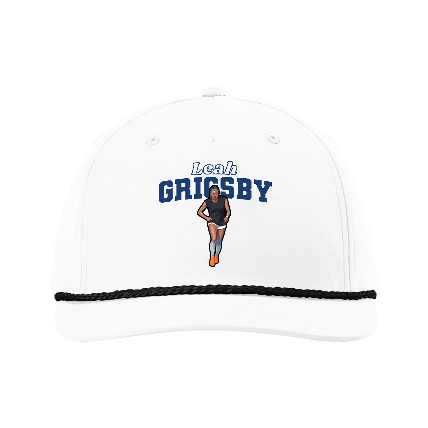 Five-Panel Classic Rope Cap — Name Arch in White