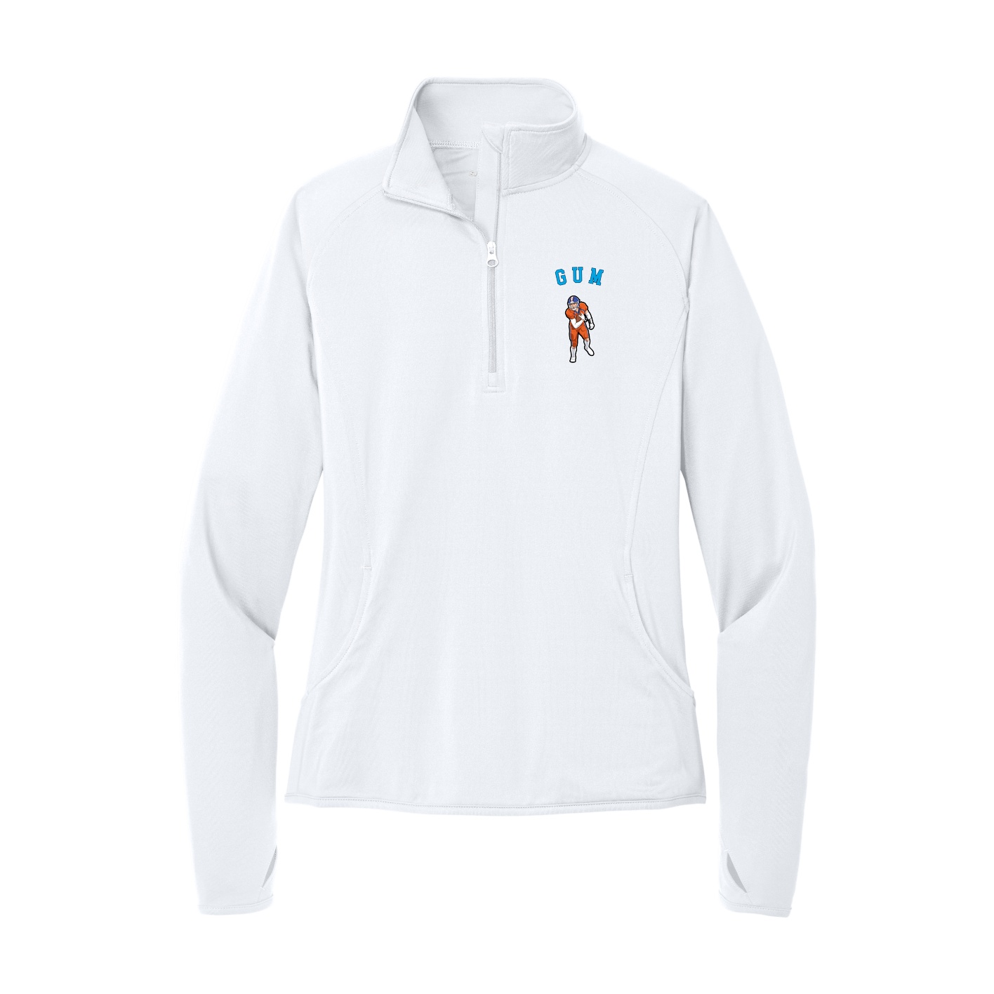Women's Q-Zip Pullover — Shirsey Arch in White
