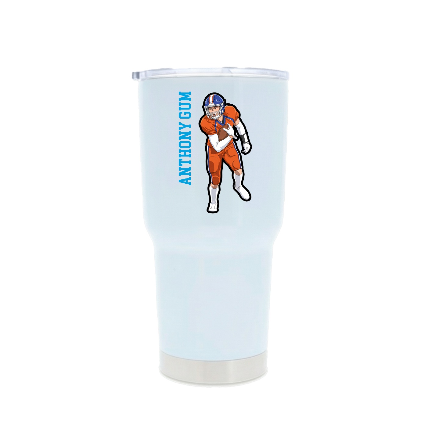 30oz Stainless Steel Tumbler — Name Vertical in White