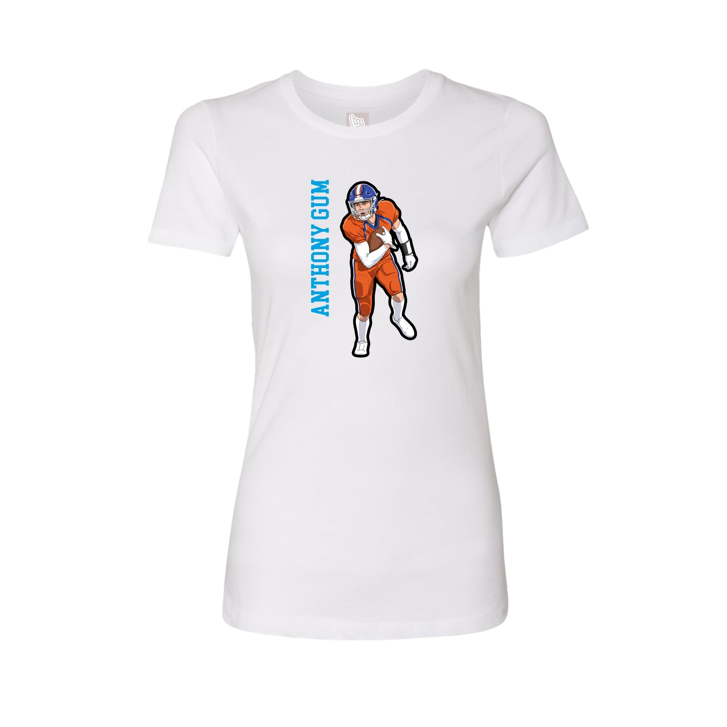 Fitted Women's Tee — Name Vertical in White