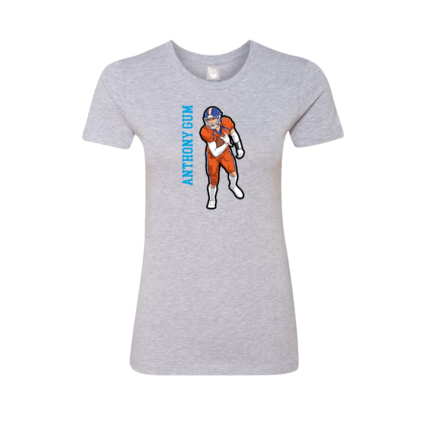 Womens Tee — Name Vertical in Grey