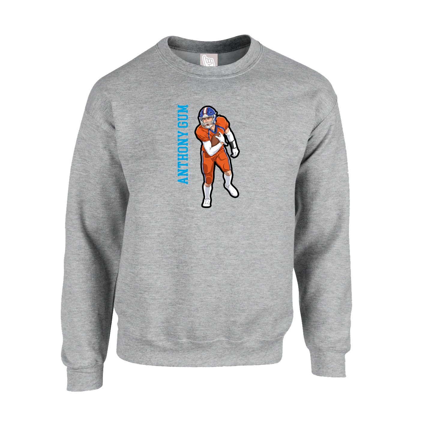 Fleece Crew — Name Vertical in Grey