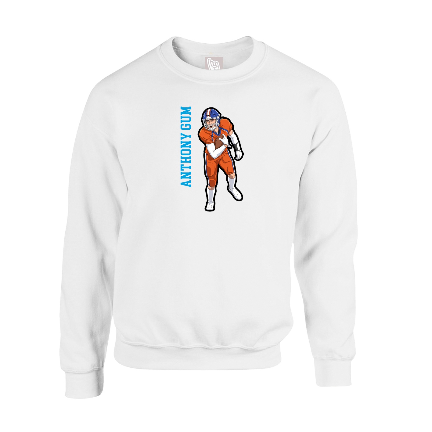 Fleece Crew — Name Vertical in White