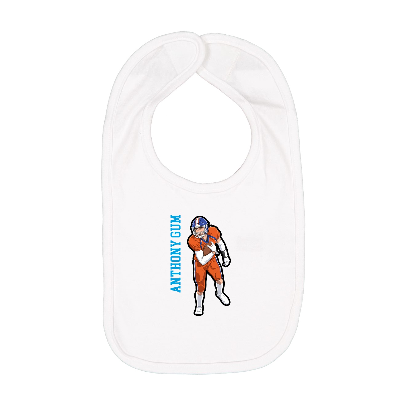 Infant Bib — Name Vertical in White