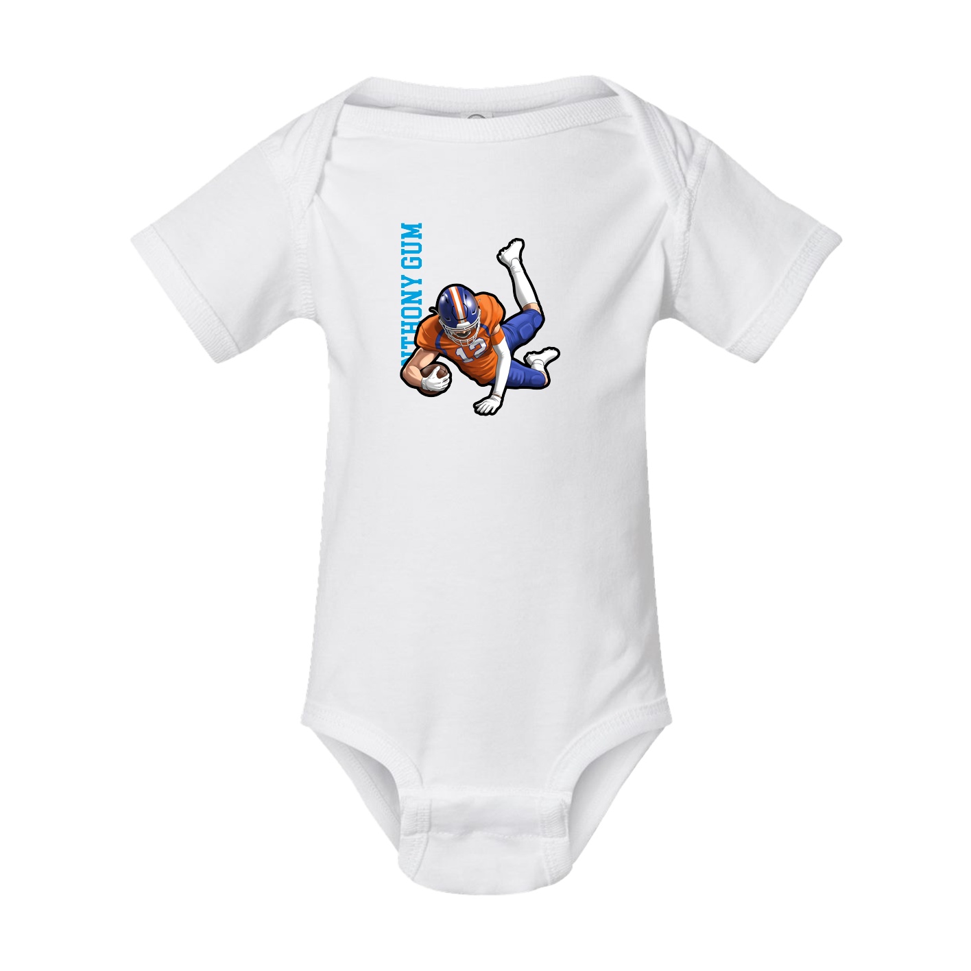 Baby Onesie — Name Vertical in White