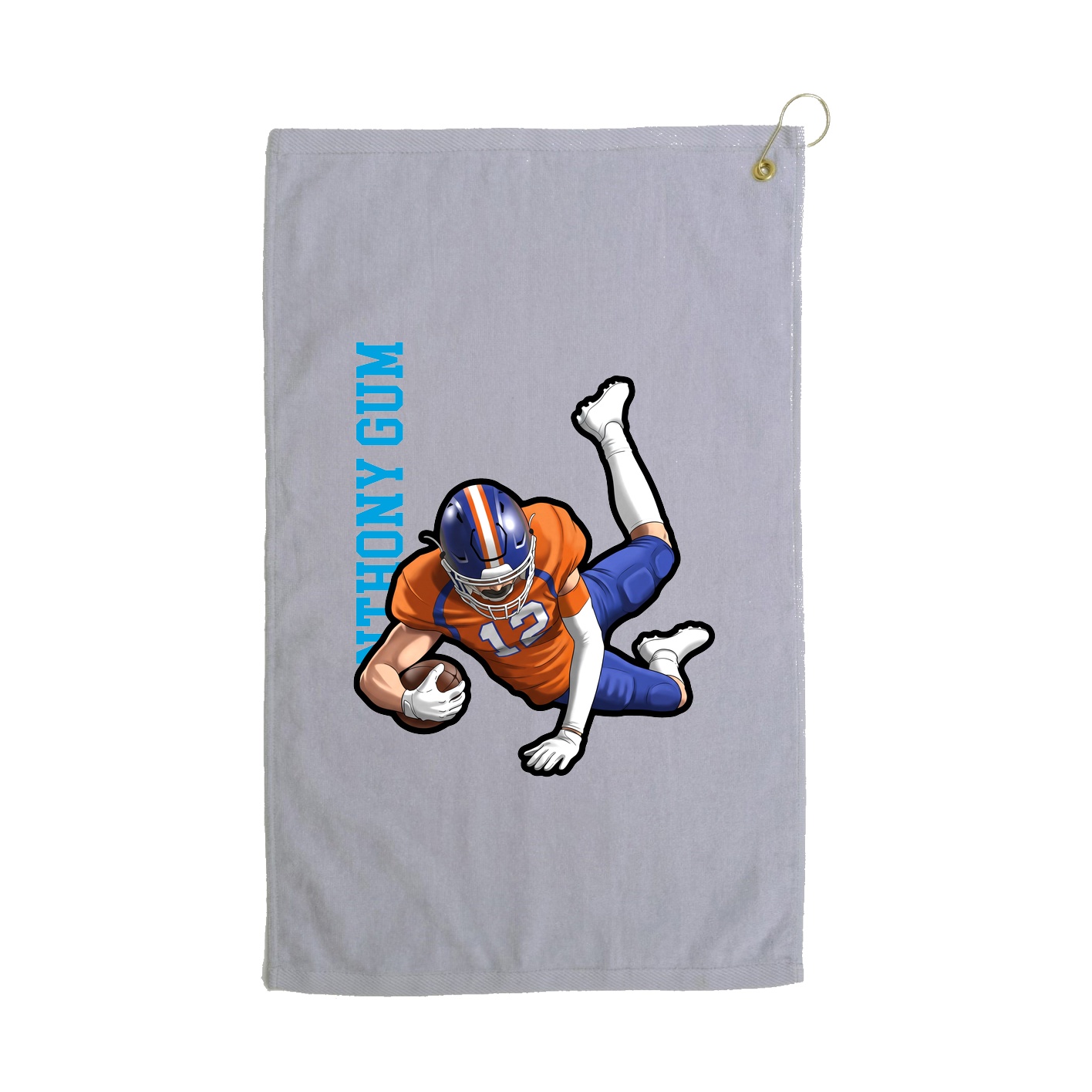Golf Towel — Name Vertical in Grey