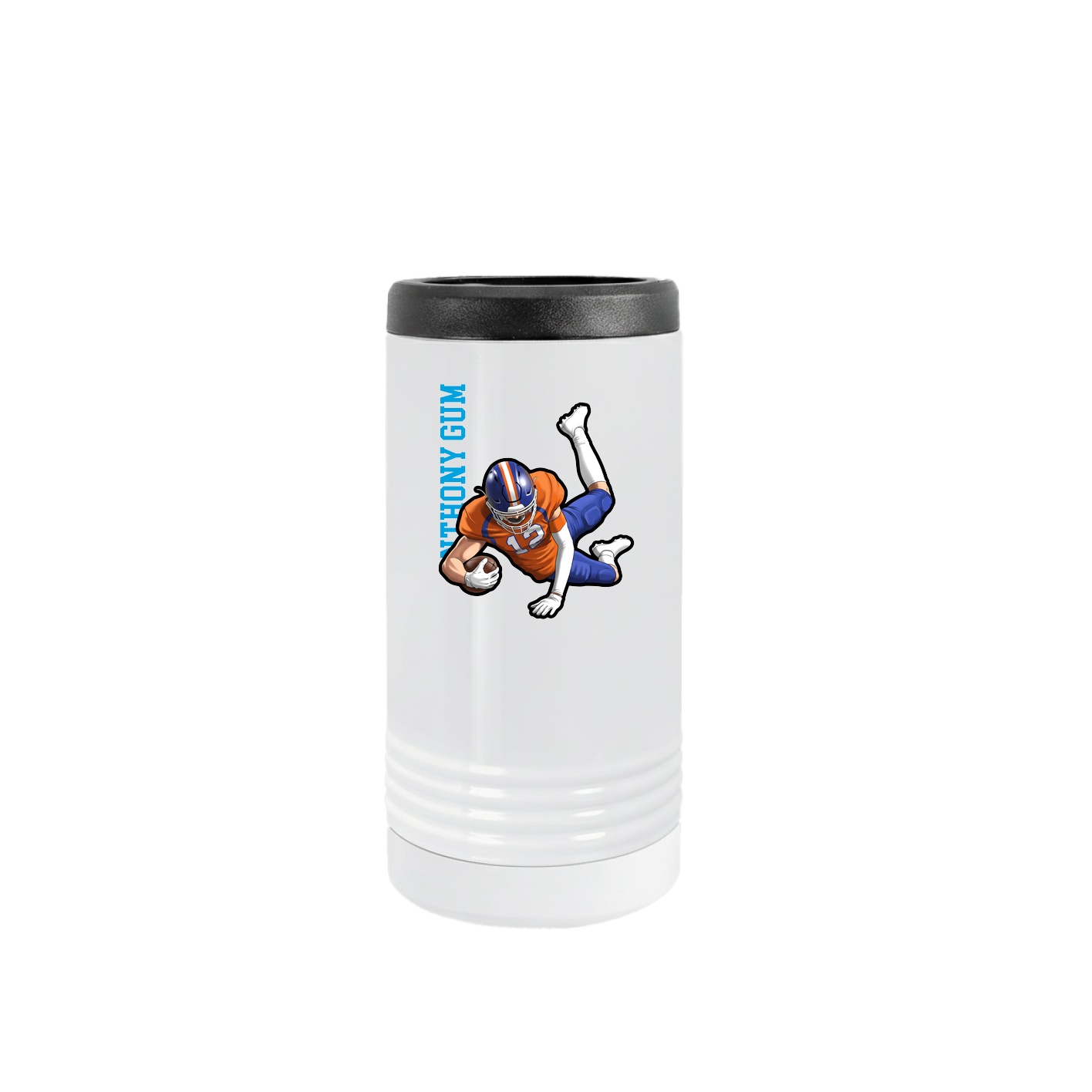 Slim Beverage Holder — Name Vertical in White