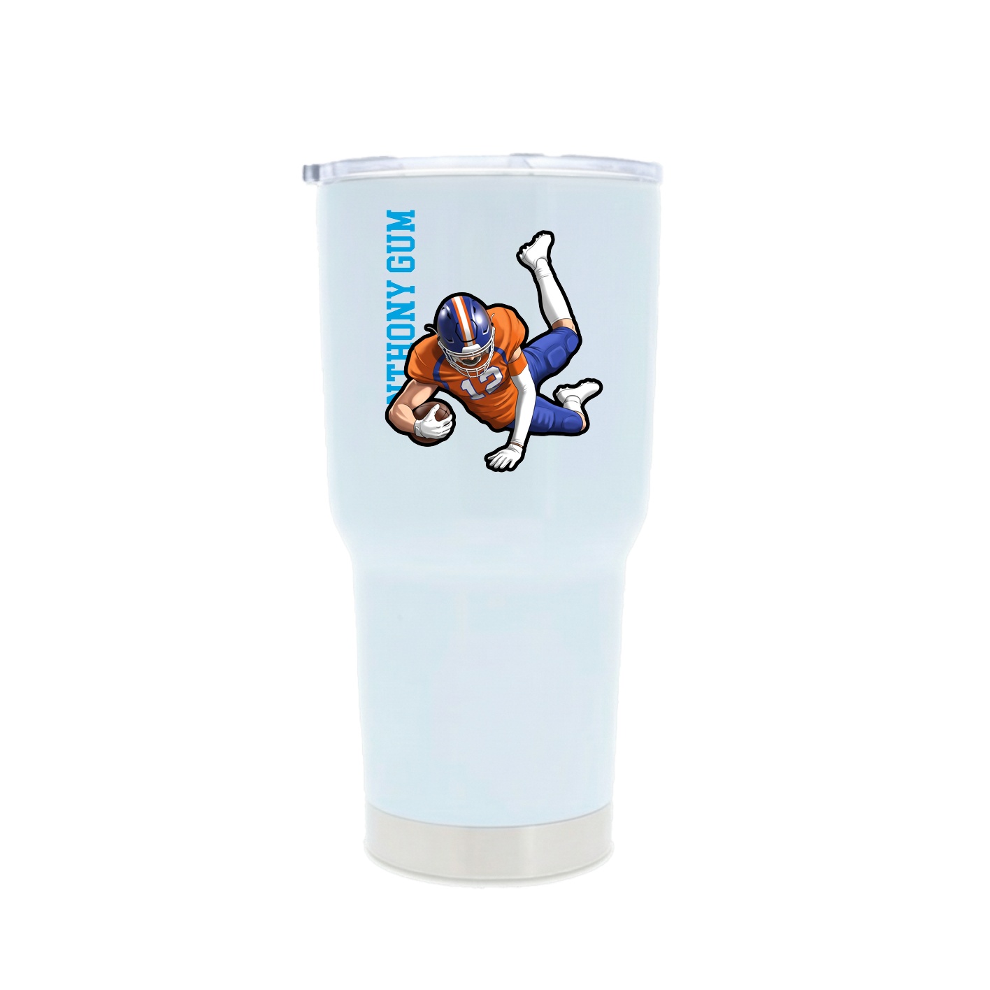 30oz Stainless Steel Tumbler — Name Vertical in White