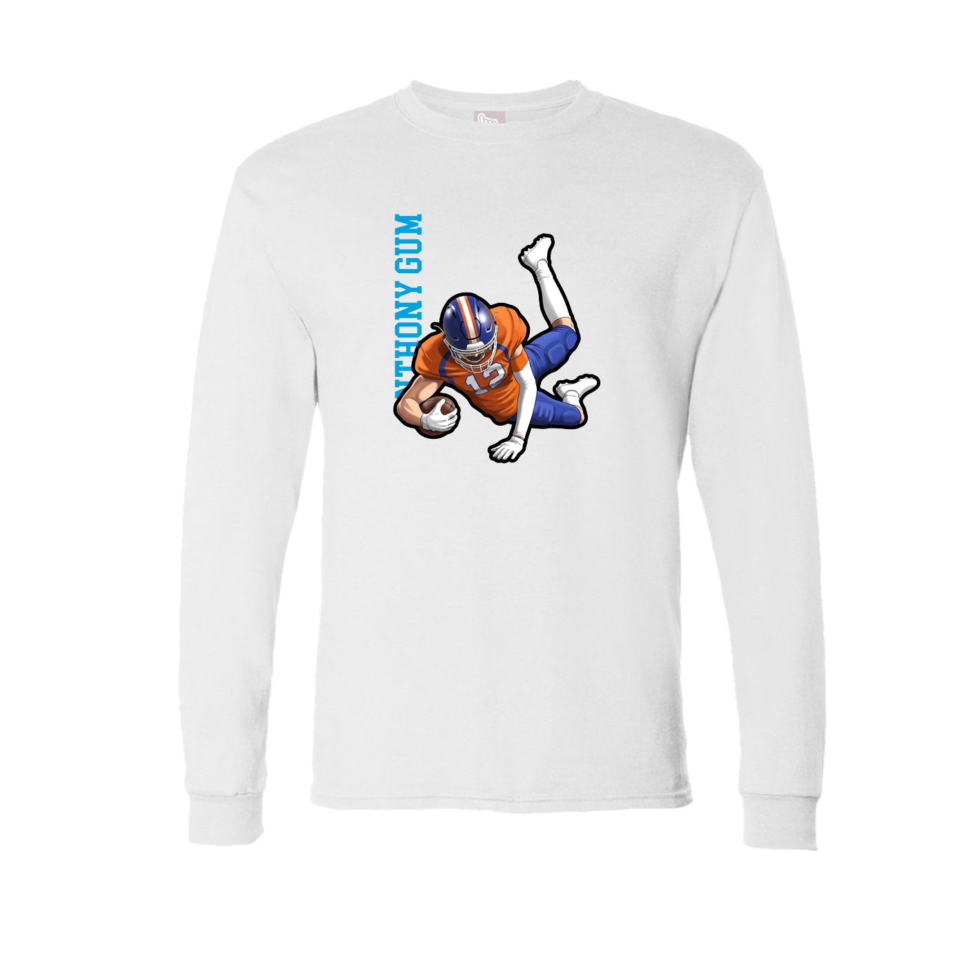 Long Sleeve Tee — Name Vertical in White
