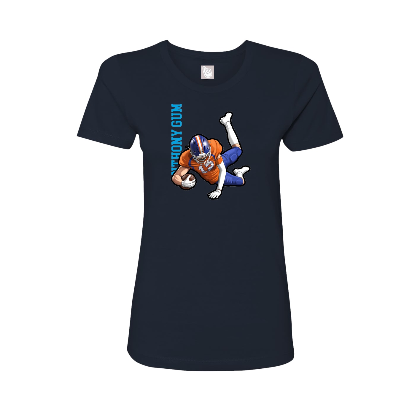 Womens Tee — Name Vertical in Navy
