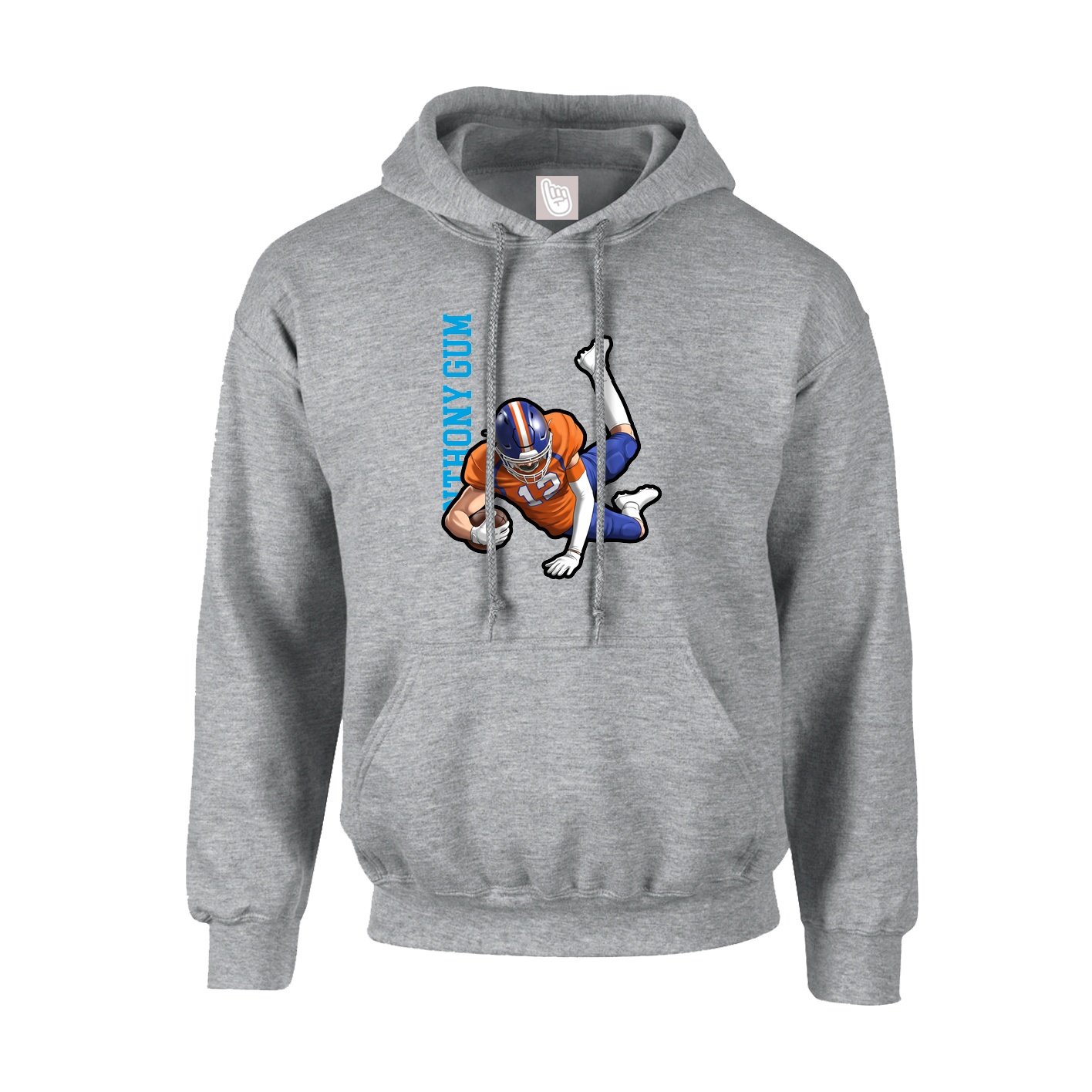 Hoodie — Name Vertical in Grey