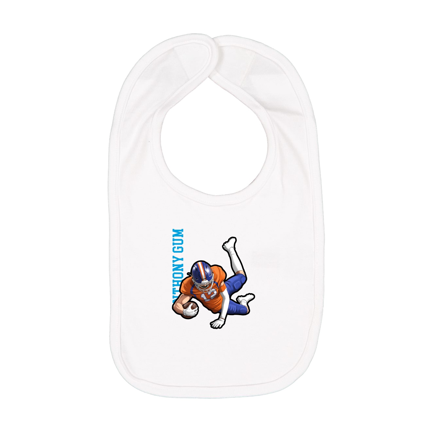 Infant Bib — Name Vertical in White