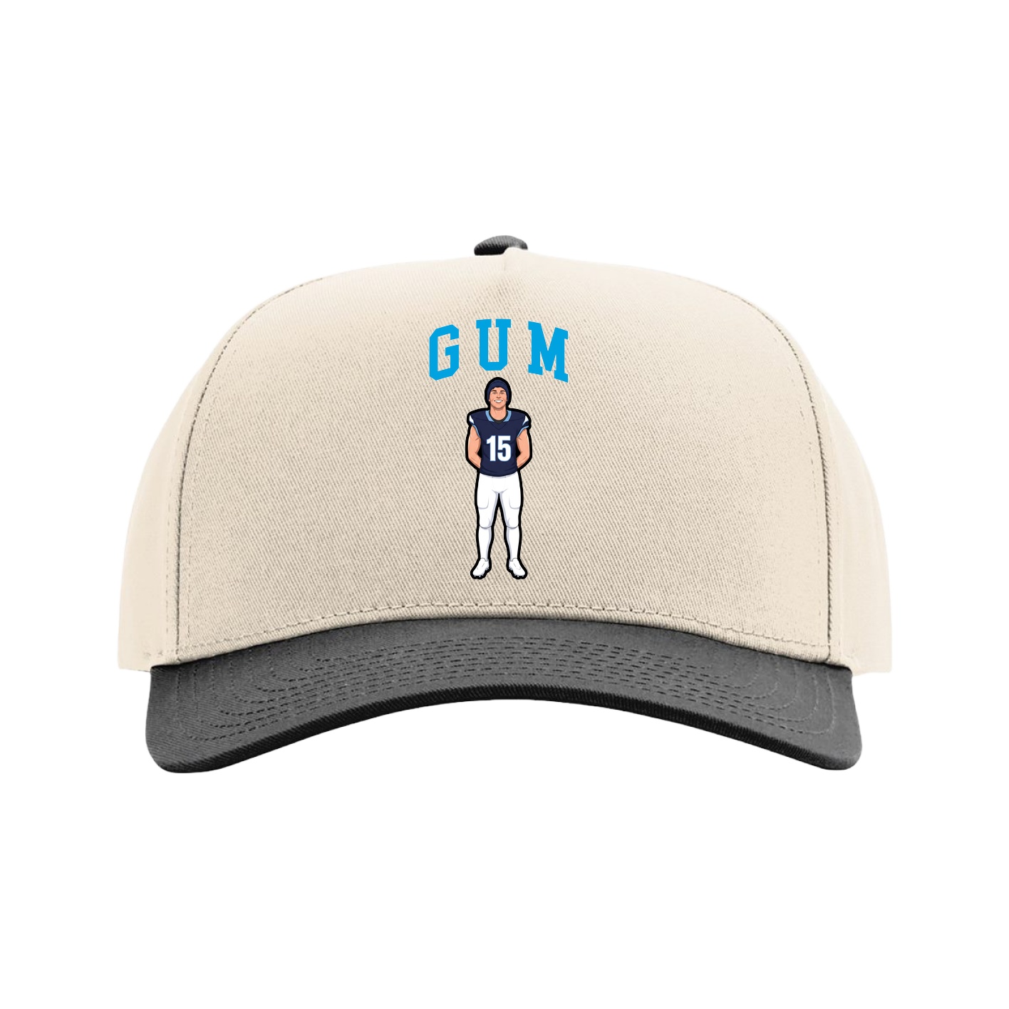 Full Fabric Five-Panel Champ Cap — Shirsey in Cream/Black