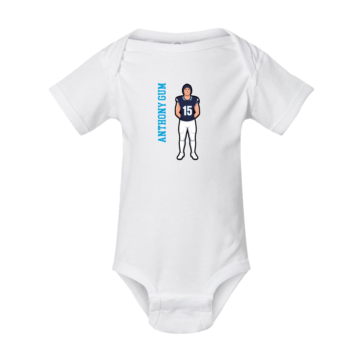 Baby Onesie — Name Vertical in White