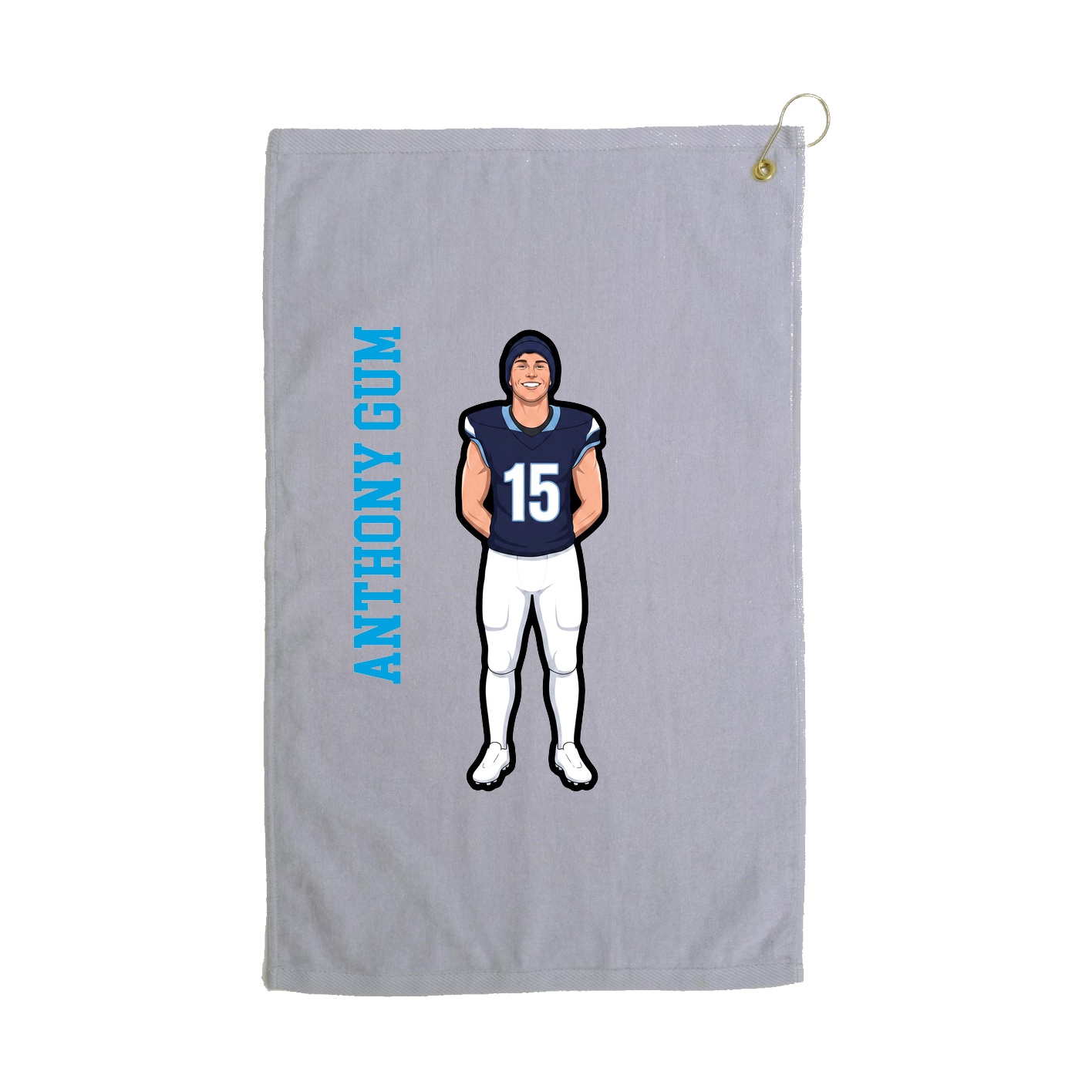 Golf Towel — Name Vertical in Grey