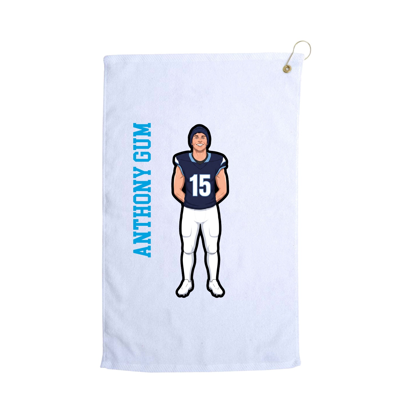 Golf Towel — Name Vertical in White