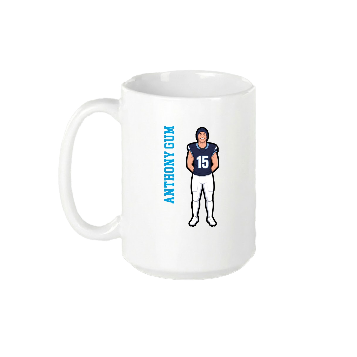 15oz Coffee Mug — Name Vertical in White