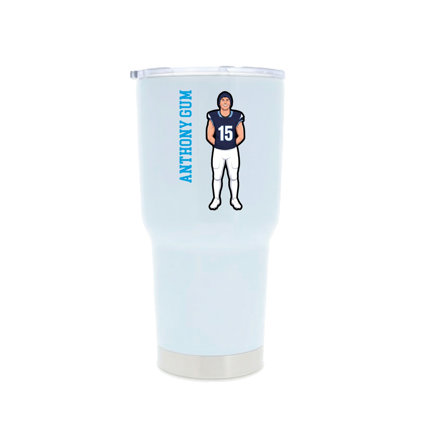 30oz Stainless Steel Tumbler — Name Vertical in White