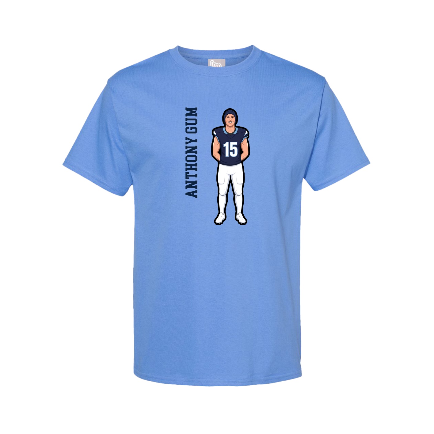 Tee — Name Vertical in Powder Blue