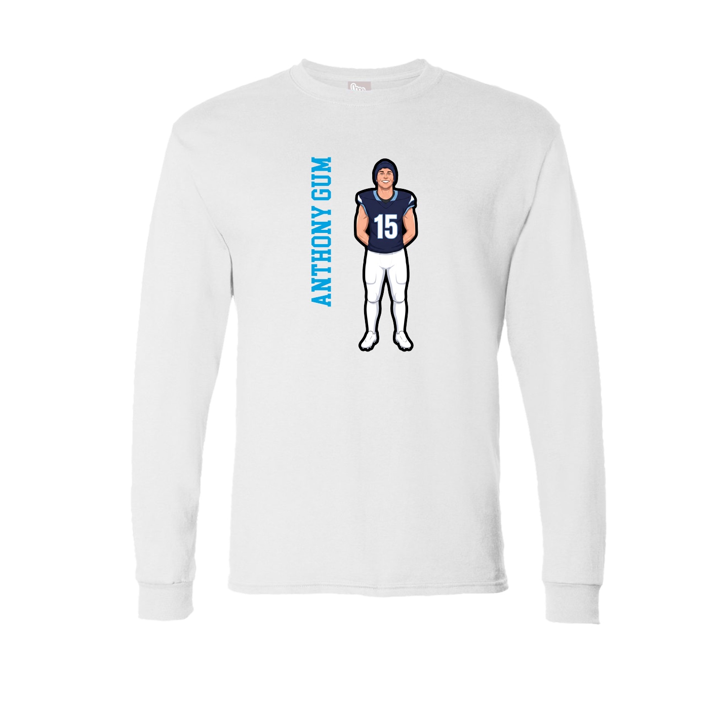 Long Sleeve Tee — Name Vertical in White