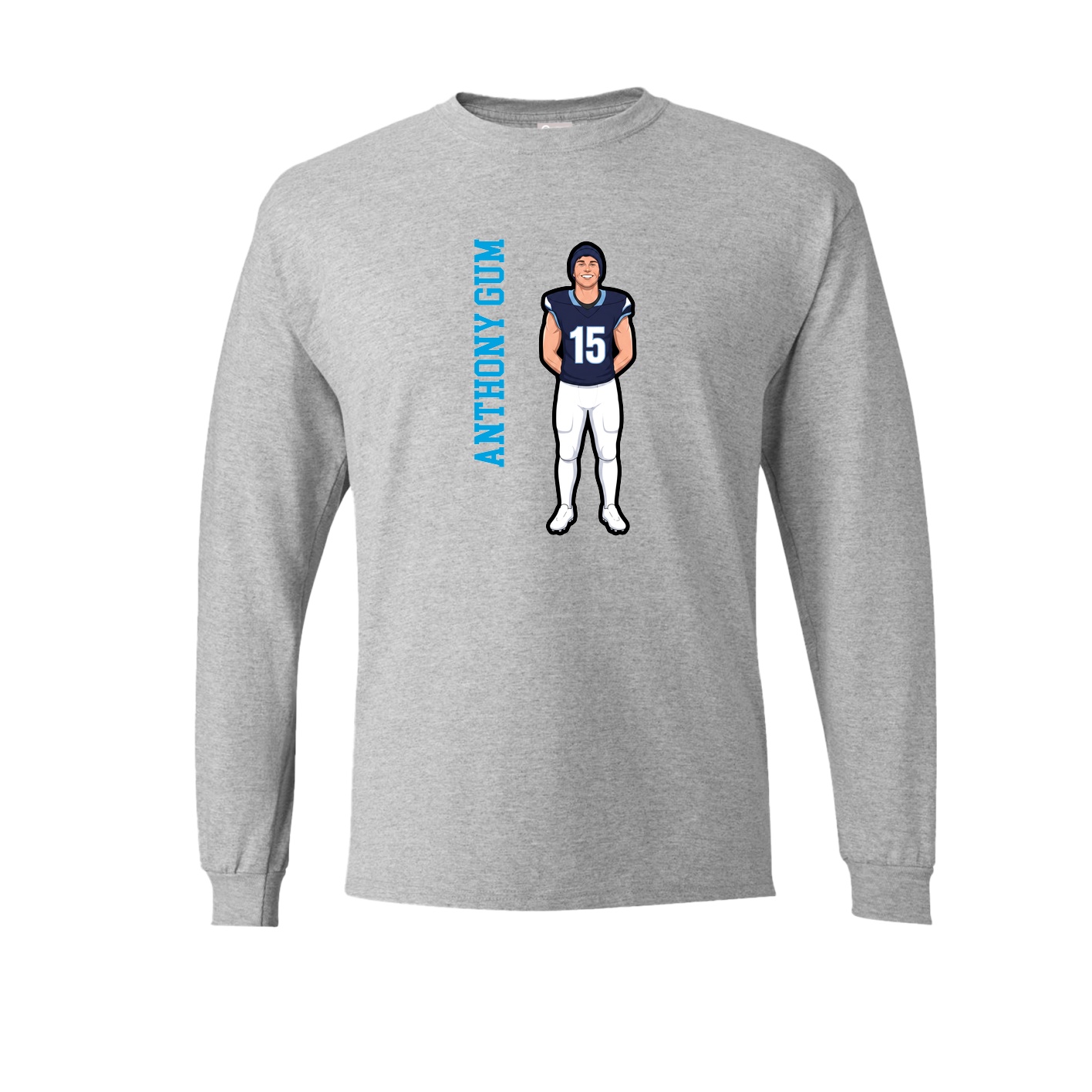 Long Sleeve Tee — Name Vertical in Grey