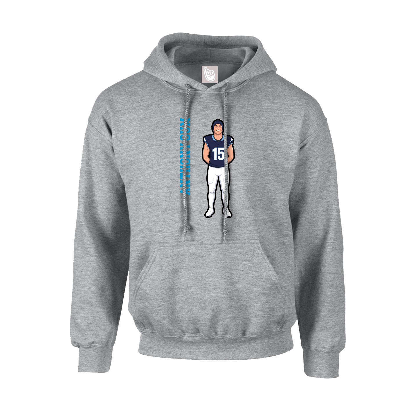 Hoodie — Name Vertical in Grey