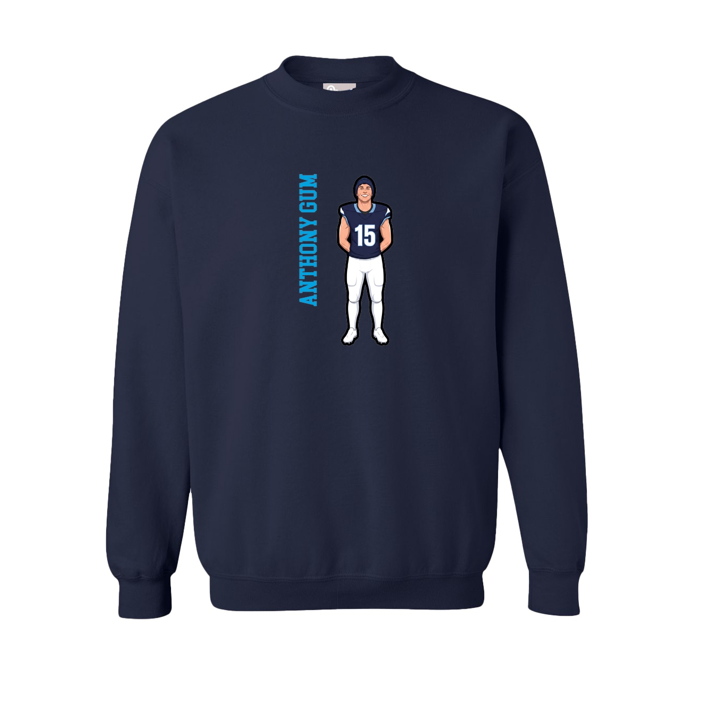 Fleece Crew — Name Vertical in Navy