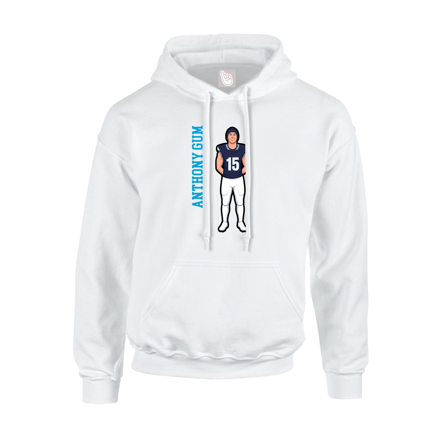 Youth Hoodie — Name Vertical in White