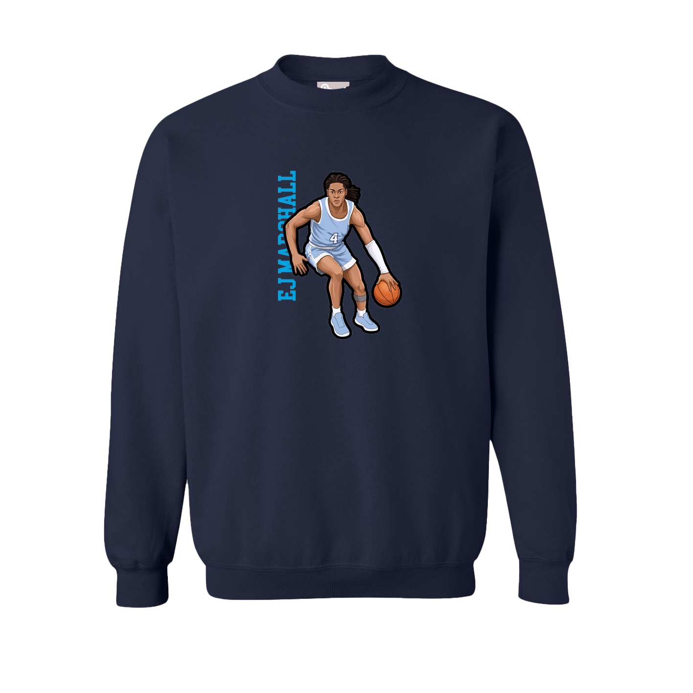 Fleece Crew — Name Vertical in Navy