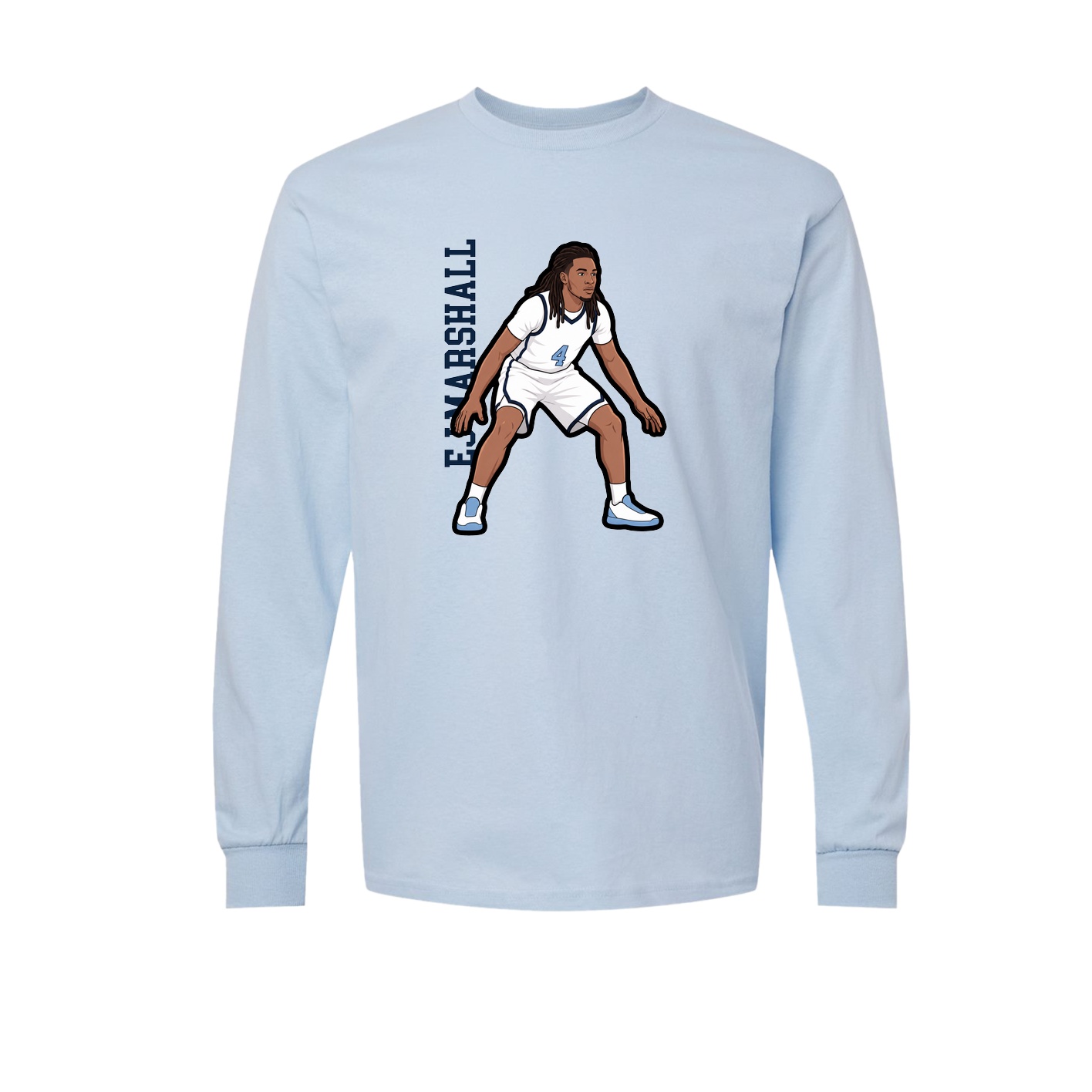 Long Sleeve Tee — Name Vertical in Light Blue