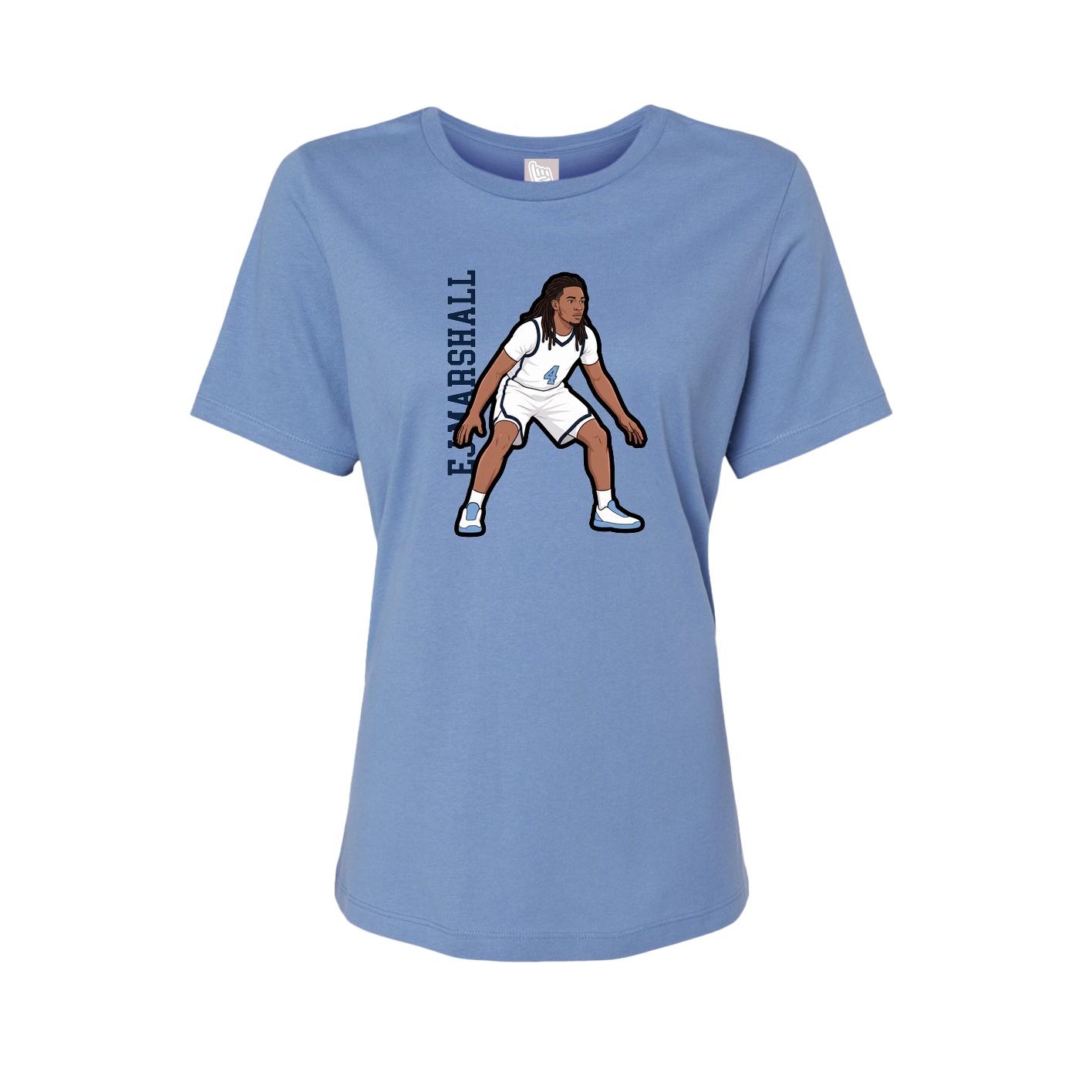 Fitted Women's Tee — Name Vertical in Powder Blue