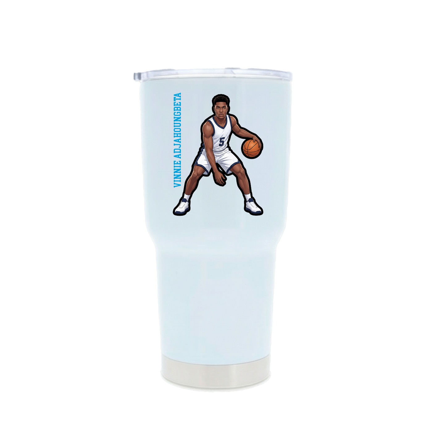 30oz Stainless Steel Tumbler — Name Vertical in White