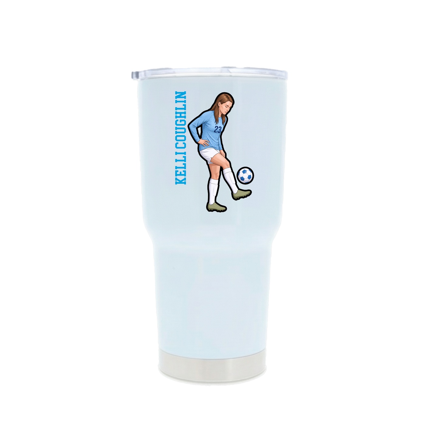 30oz Stainless Steel Tumbler — Name Vertical in White