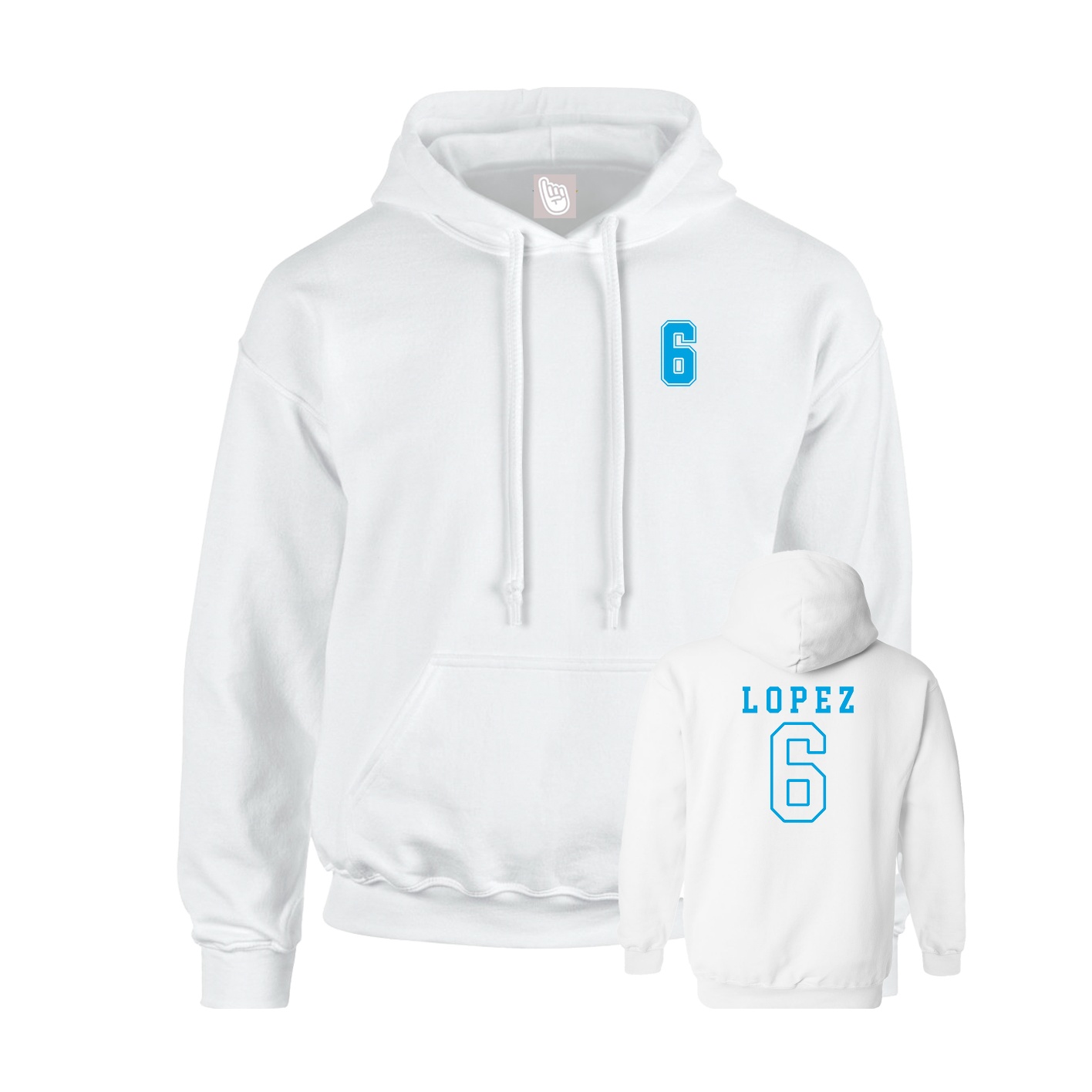 Youth Hoodie — Chest Back in White