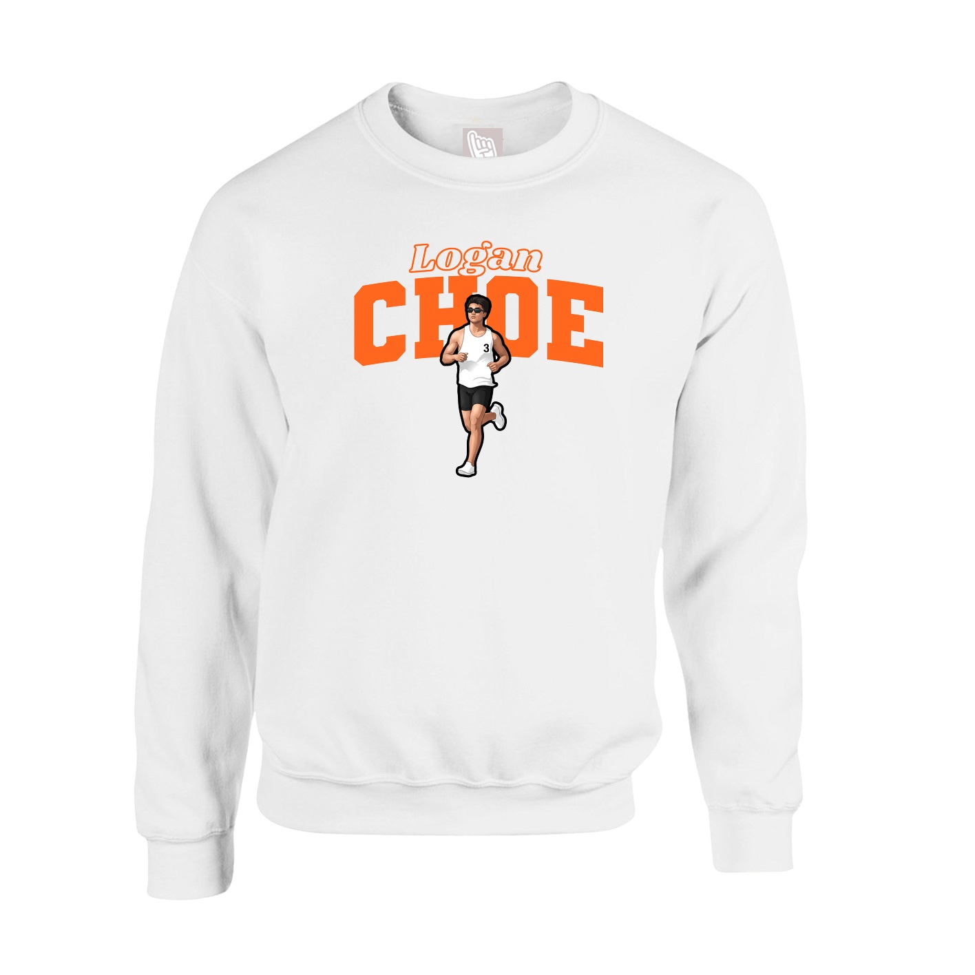Fleece Crew — Name Arch in White