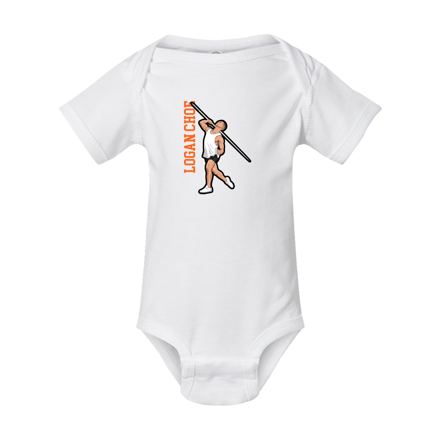 Baby Onesie — Name Vertical in White