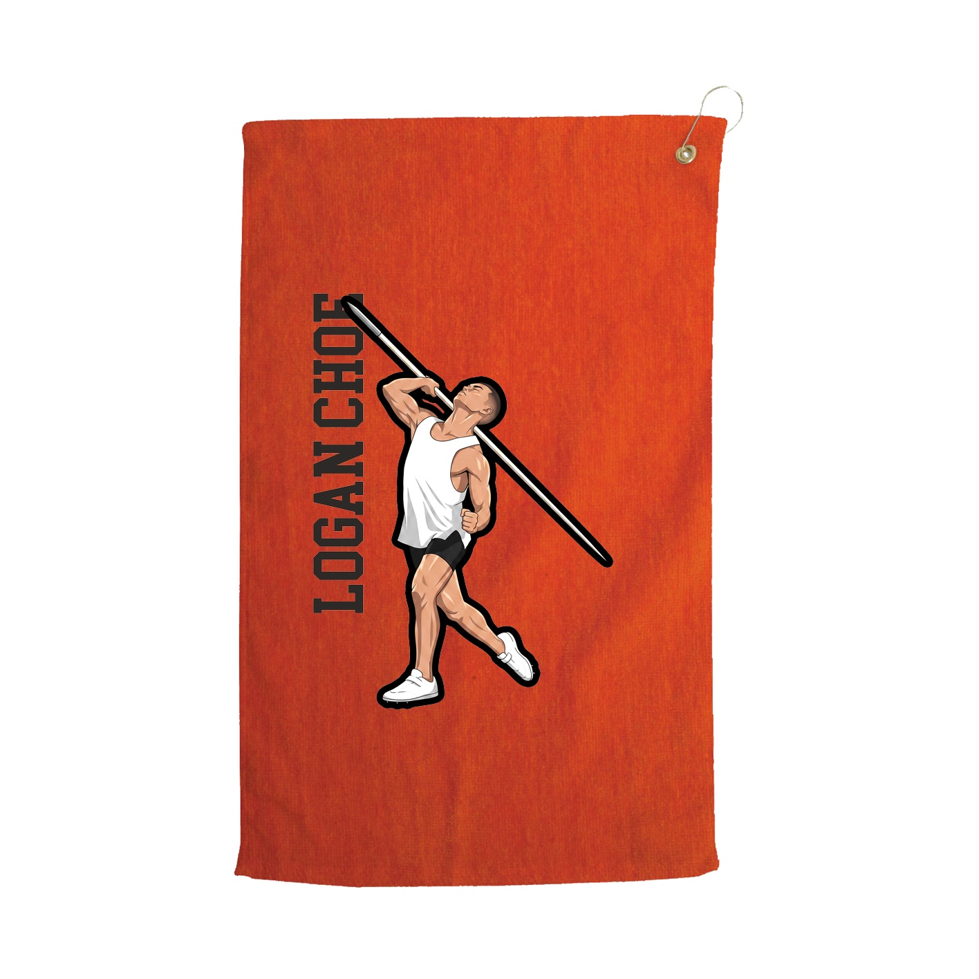 Golf Towel — Name Vertical in Orange