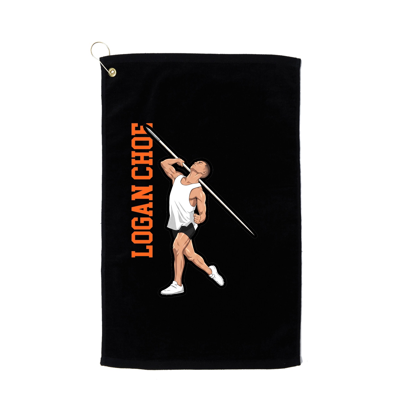Golf Towel — Name Vertical in Black