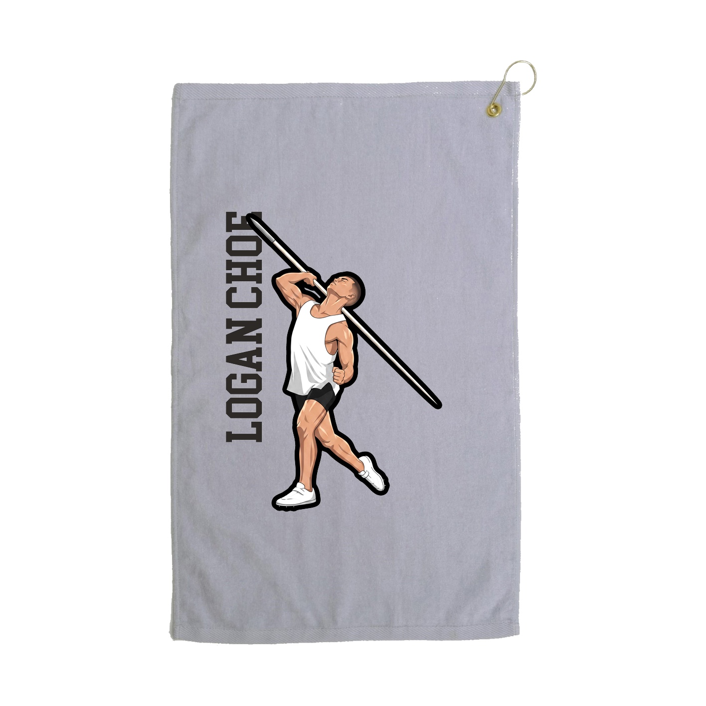 Golf Towel — Name Vertical in Grey