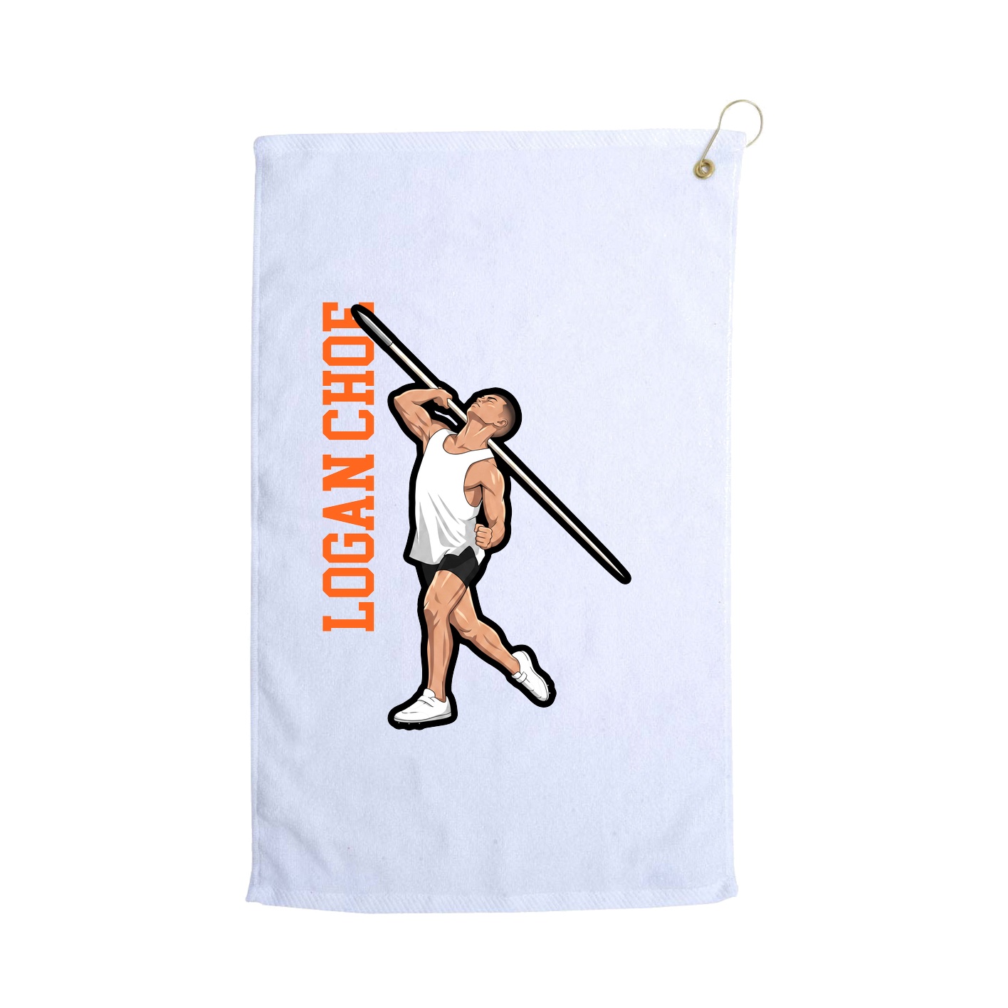 Golf Towel — Name Vertical in White